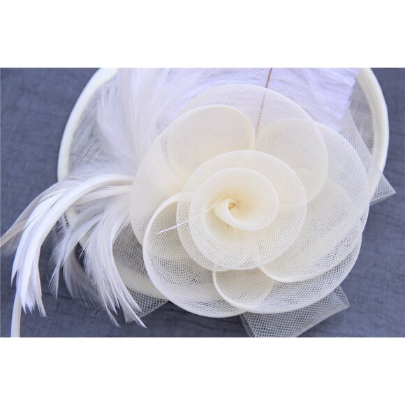 Fascinator For Women Hair Clip Hat Bowler Feather Flower Veil Wedding 3836